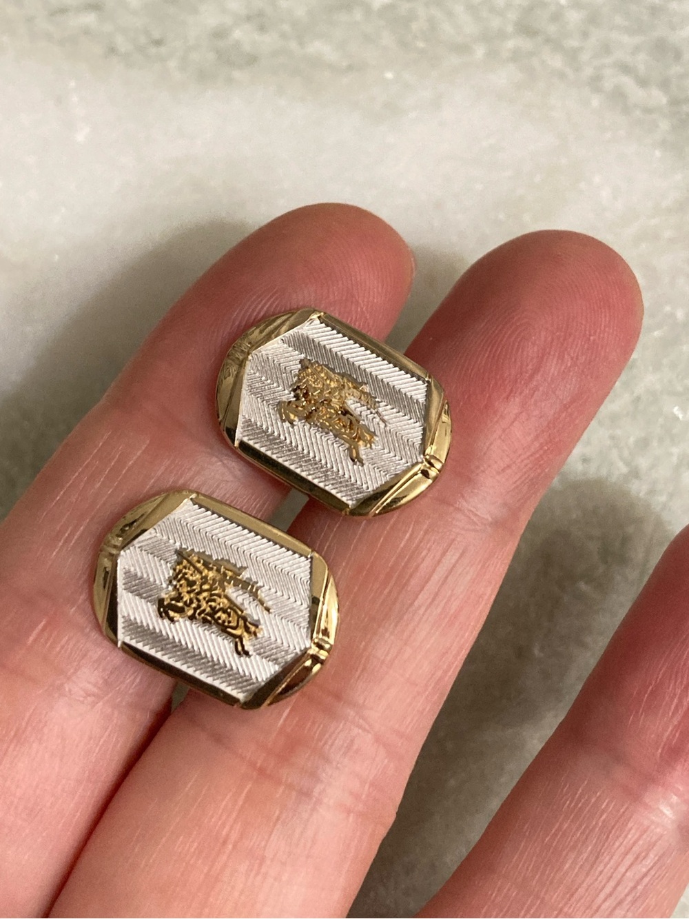 Burberry 925 Silver Cuff Links + Tie Clip Set Vintage - Picture 2 of 8